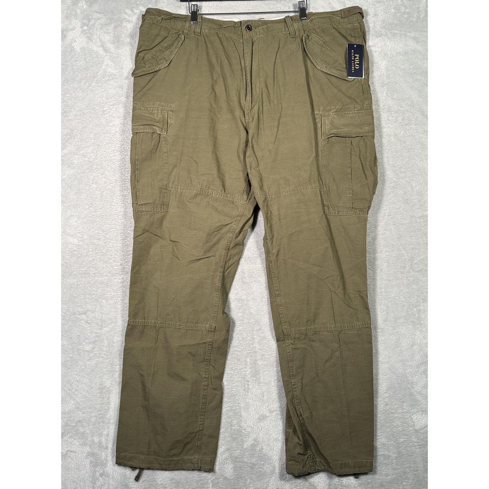 Ralph Lauren Pants Mens 44x34 Green Canvas Cargo Classic Fit Utility Military